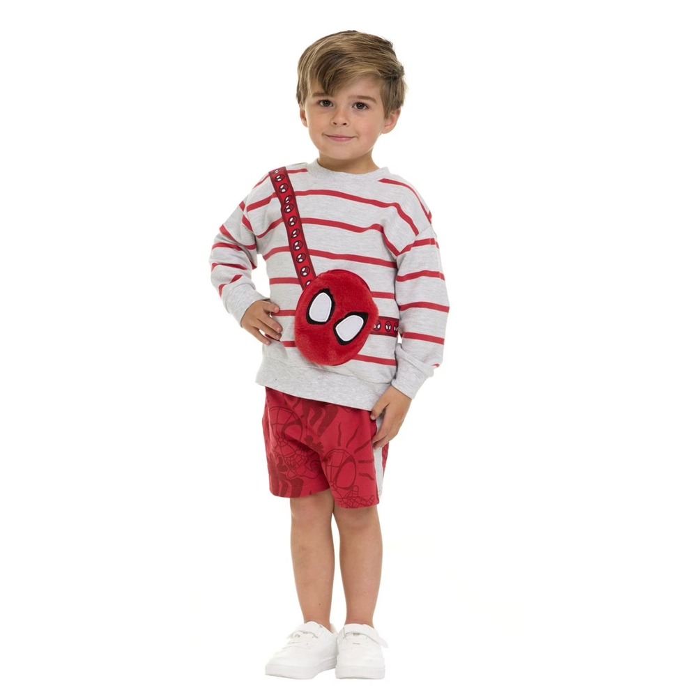 Spiderman Toddler Boys Sweatshirt and Short Set w/Zipper Pouch - 2T